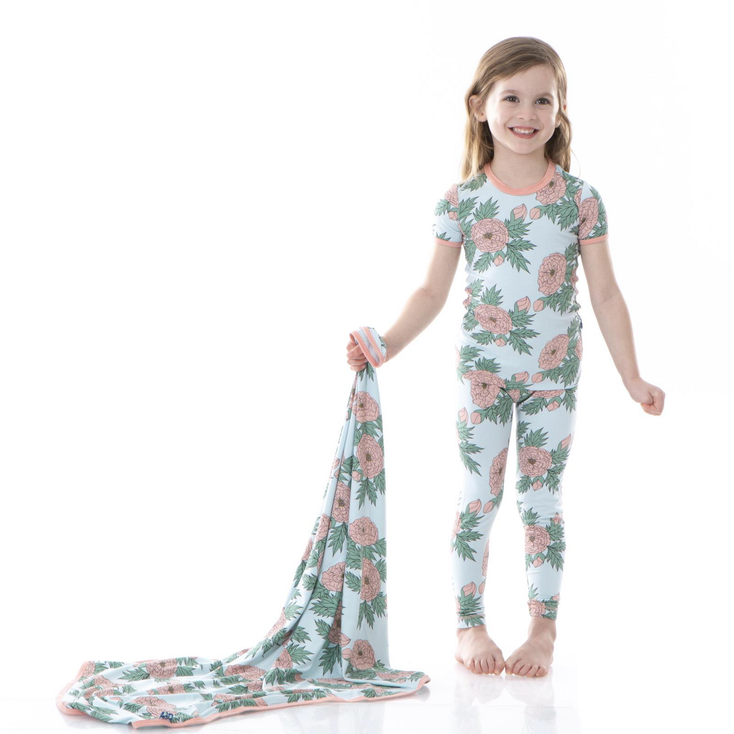 Kickee Pants Spring Sky Floral Short Sleeve PJ Set