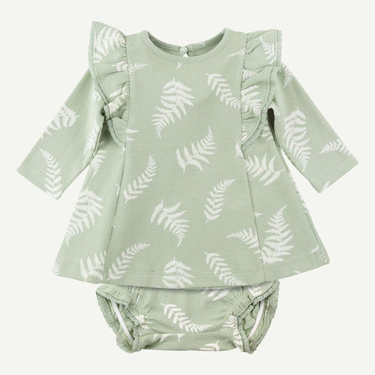 Oliver & Rain Fern Print Flutter Sleeve Dress Set