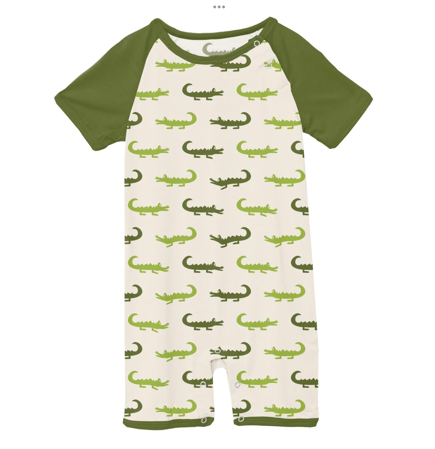 Kickee Pants Natural Crocodile Raglan Romper