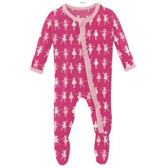 Kickee Pants Calypso Ballerina Muffin Ruffle Footie with Zipper
