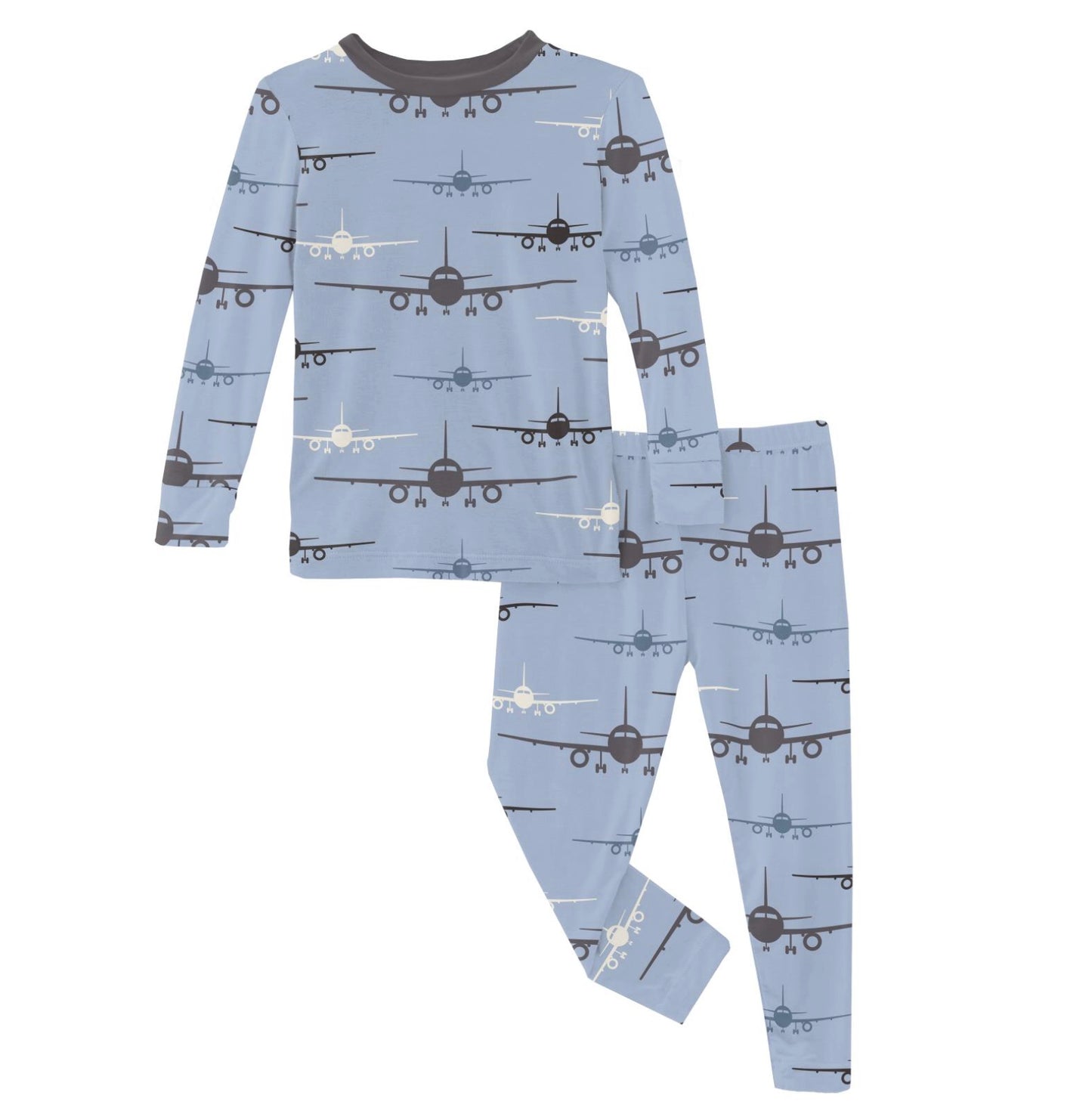 Kickee Pants Pond Airplanes Long Sleeve PJ Set