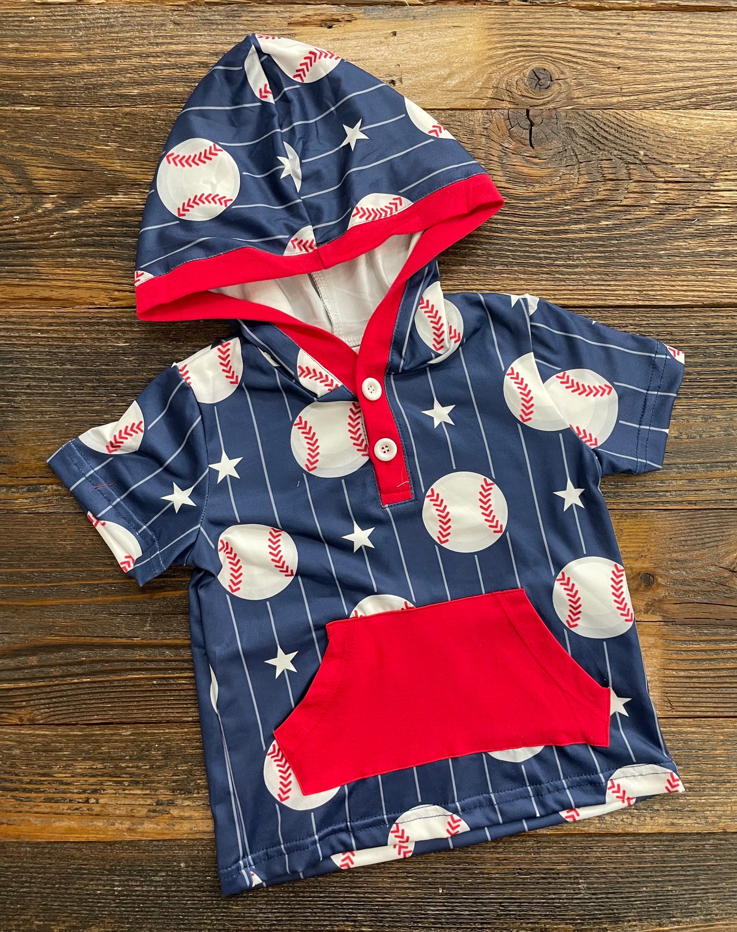 Navy Baseball Hooded Top