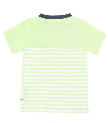 RuggedButts Lime Zest Stripe Color Block Henley Tee