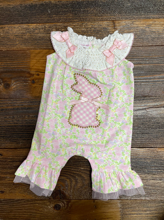 Bonnie Jean Pink Floral Bunny Romper