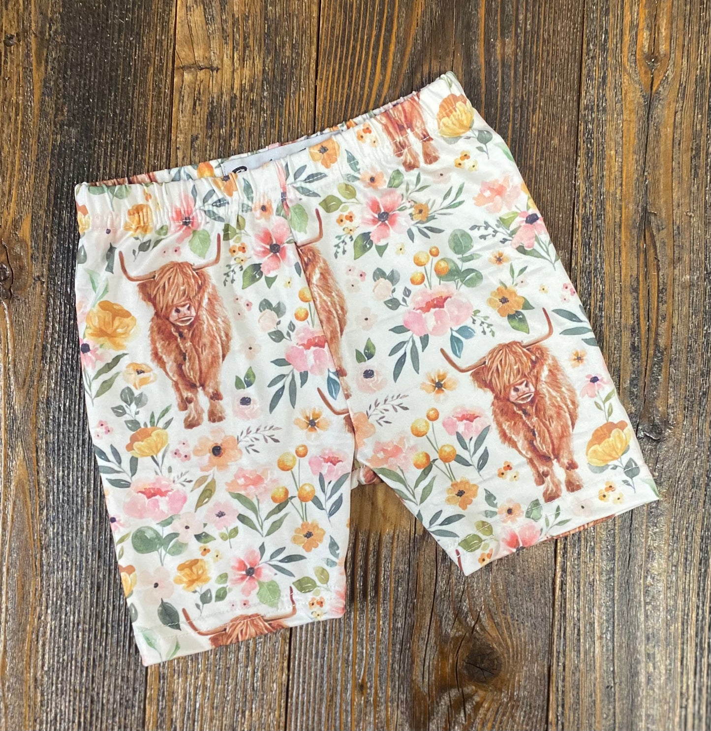 Highland Cow Floral Shorts