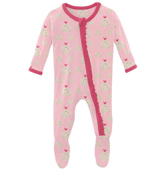 Kickee Pants Lotus Hay Bales Muffin Ruffle Footie with Zipper
