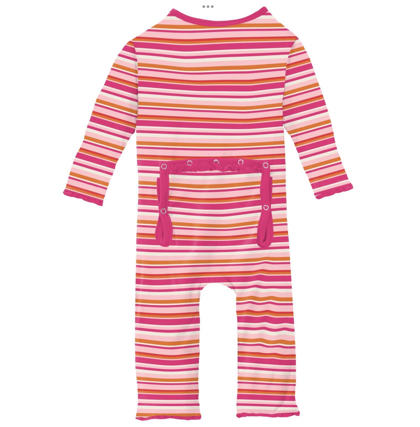 Kickee Pants Anniversary Sunset Stripe Muffin Ruffle Coverall with Zipper