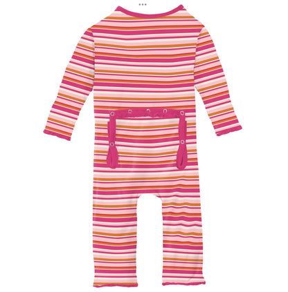 Kickee Pants Anniversary Sunset Stripe Muffin Ruffle Coverall with Zipper