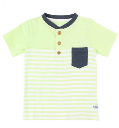 RuggedButts Lime Zest Stripe Color Block Henley Tee