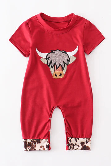 Red Cow Appliqué Romper