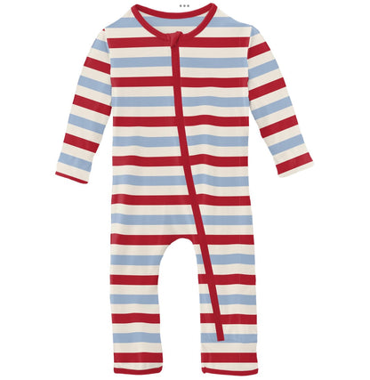 Kickee Pants Anniversary Ballon Stripe Coverall with Zipper