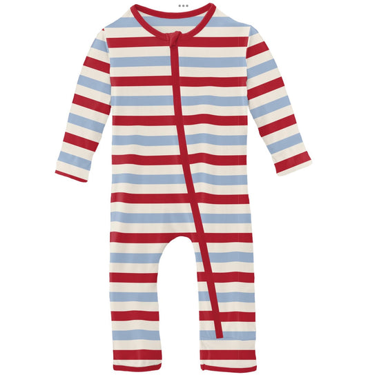 Kickee Pants Anniversary Ballon Stripe Coverall with Zipper