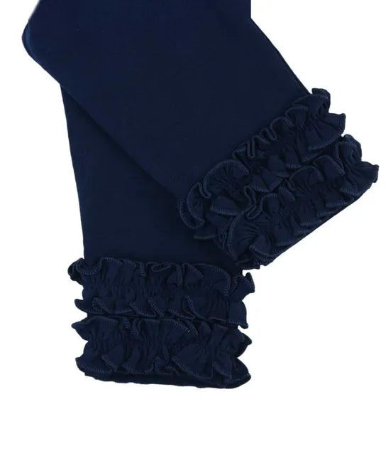 RuffleButts Navy Ruffled Leggings