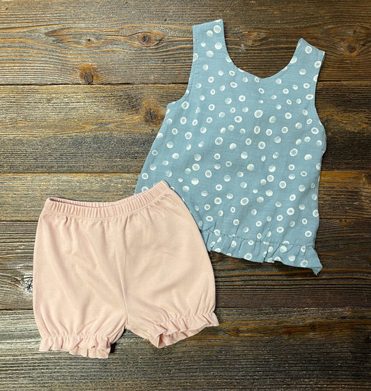 Three Sisters Blue Dot Tie Bloomer Set *