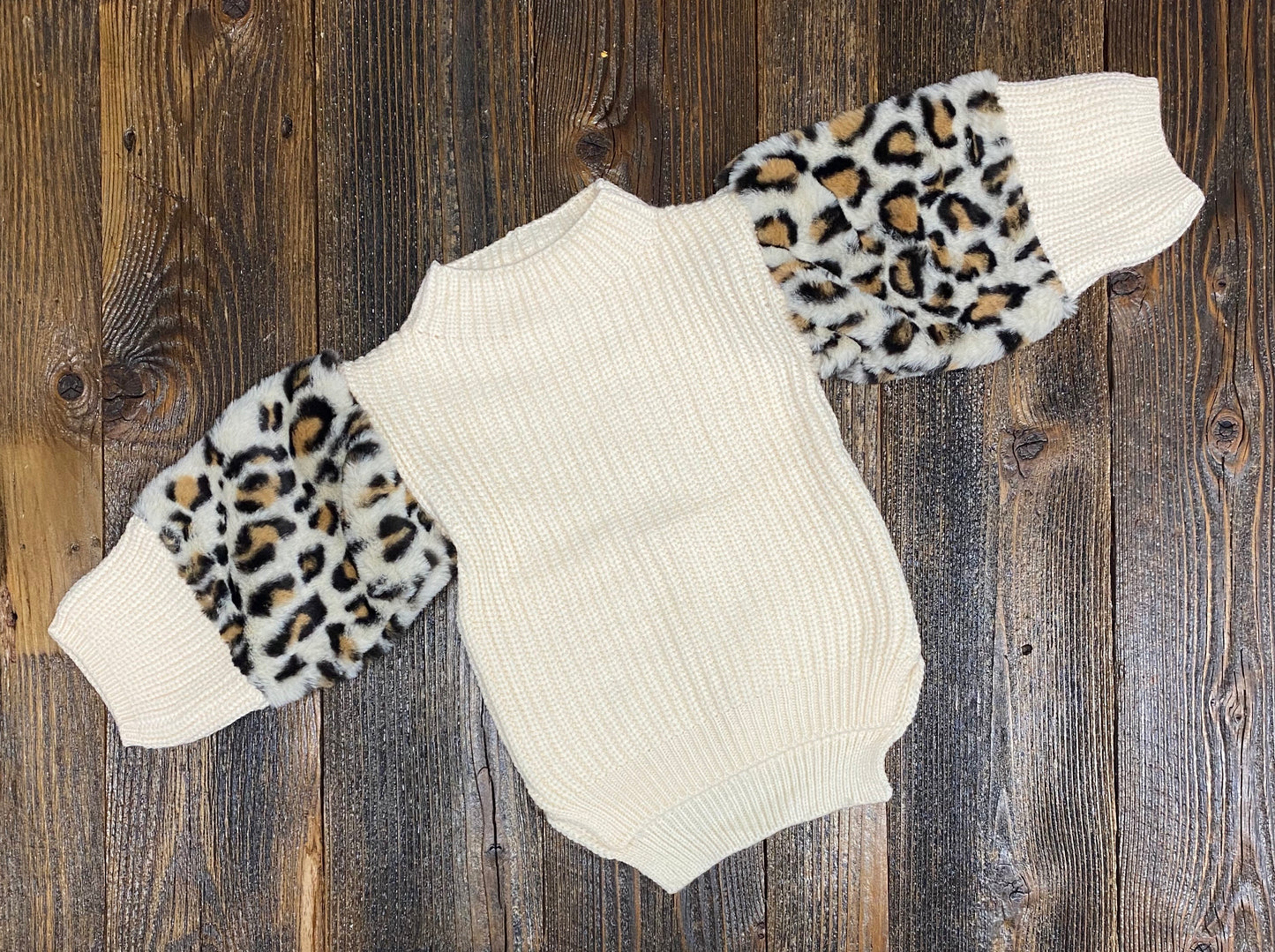 Cream Leopard Puff Sleeve Sweater