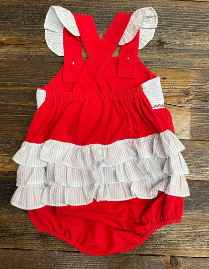 TS Baseball Smocked Ruffle Bubble