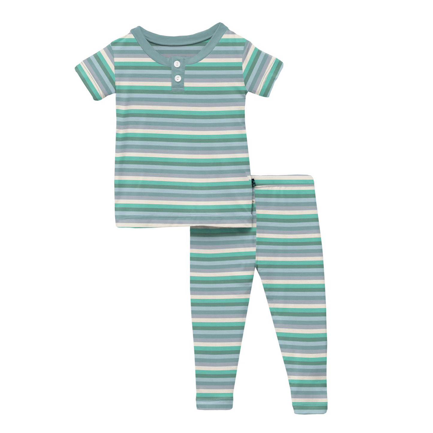 Kickee Pants April Showers Stripe Short Sleeve Henley PJ Set