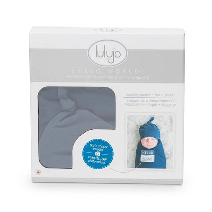 Hello World Hat, Swaddle & Sticker Set