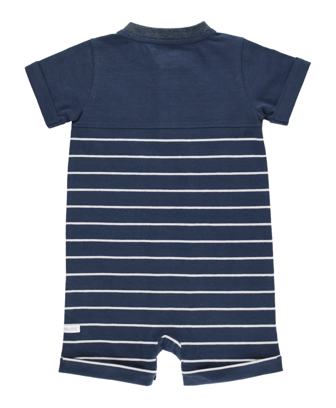 RuggedButts Navy & Gray Stripe Henley Romper