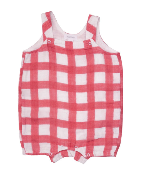 Angel Dear Painted Gingham Red Overall Shortie