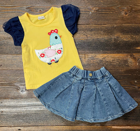 Chicken Denim Skirt Set