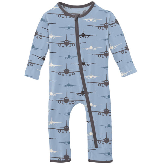 Kickee Pants Pond Airplanes Coverall with Zipper