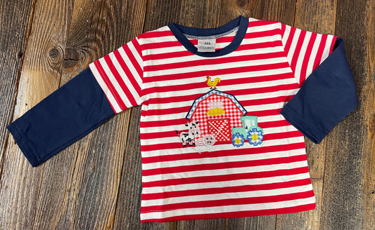 Red Striped Farm Tee