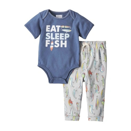 Mudpie Eat Sleep Fish Pant Set