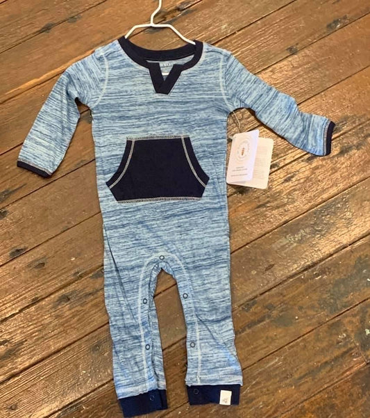 BB Blue Kangaroo Pocket Romper