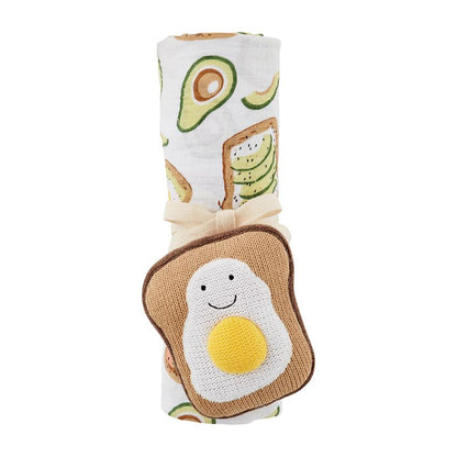 Mudpie Swaddle & Rattle Set
