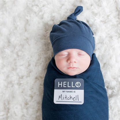 Hello World Hat, Swaddle & Sticker Set