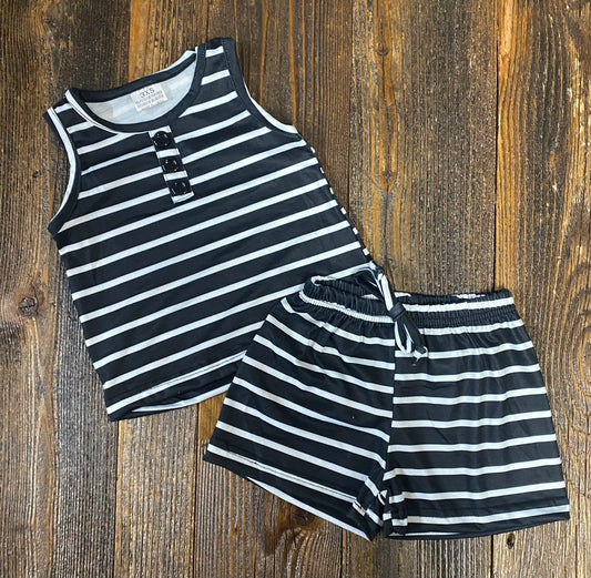Black/White Stripe Short Set