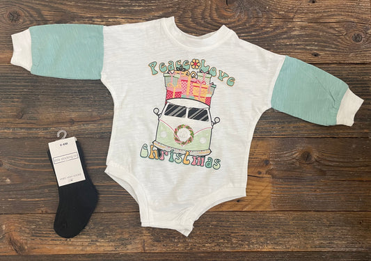 Peace Love Christmas Graphic Romper