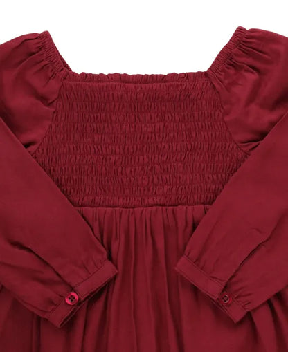 RuffleButts Woven Luxe Smocked Dress
