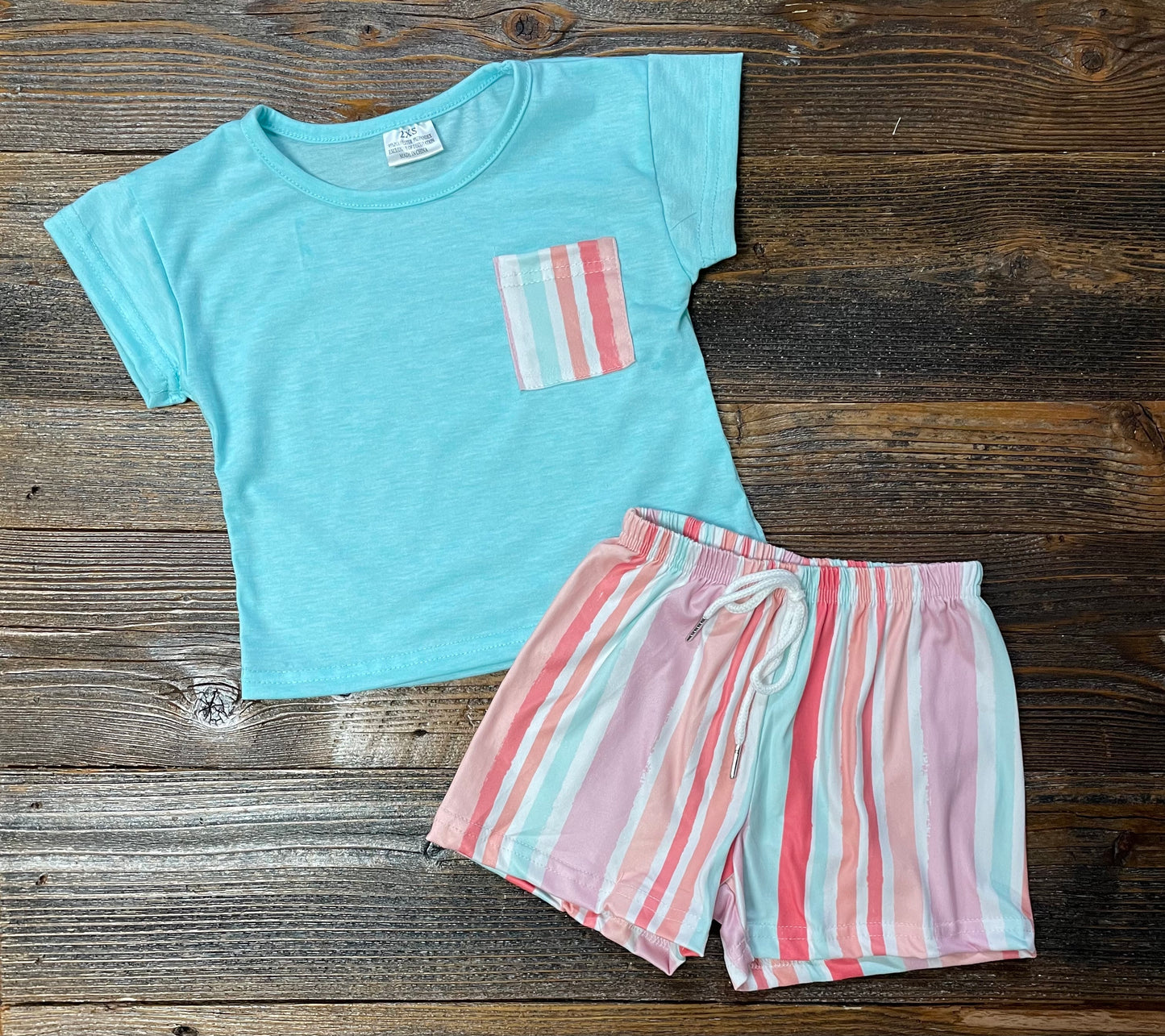 Baby Blue Striped Short Set