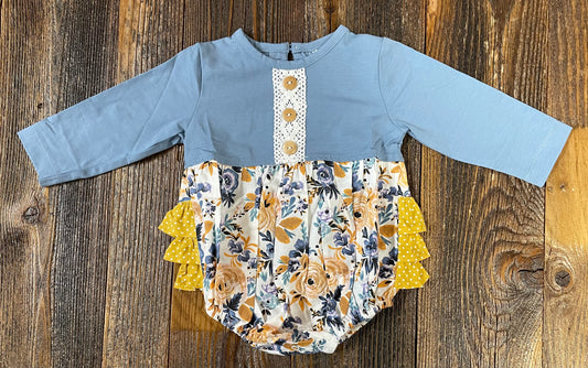 Three Sisters Winter Bloom Long Sleeve Ruffle Bubble