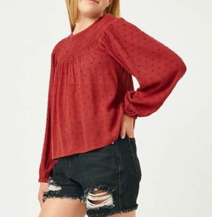 Hayden Smocked Upper Swiss Dot Long Sleeve 5108