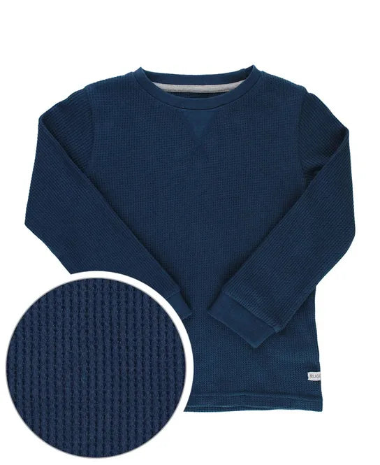RuggedButts Navy Waffle Knit Crew Neck Shirt
