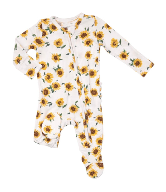 Angel Dear Sunflower Ditzy 2-Way Ruffle Back Zipper Footie
