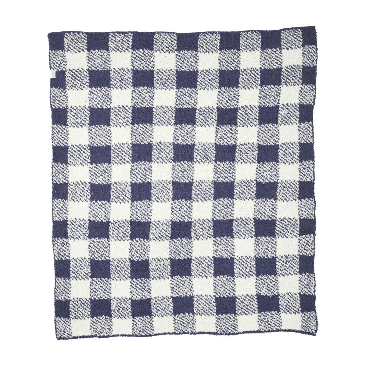 Mudpie Navy Check Chenille Blanket
