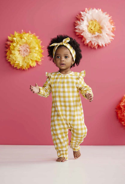 Mudpie Mustard Gingham 1pc & HB