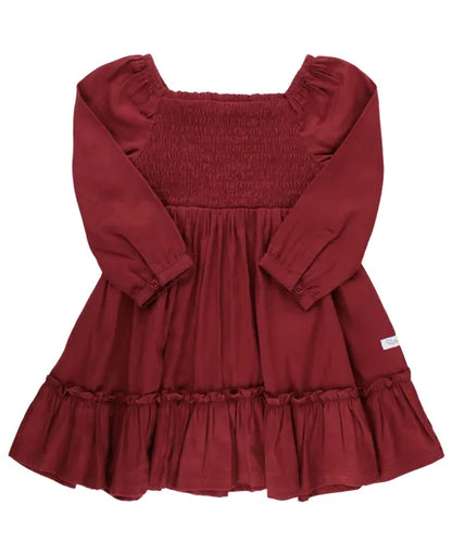 RuffleButts Woven Luxe Smocked Dress