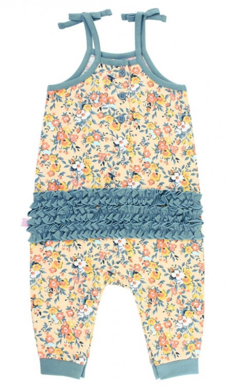 RuffleButts Summer Blooms Full Length Romper