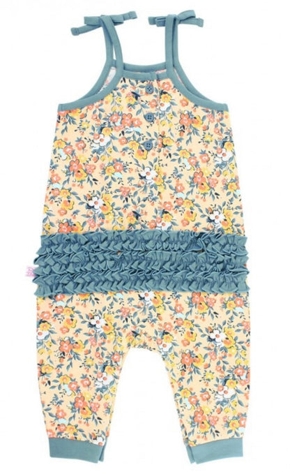 RuffleButts Summer Blooms Full Length Romper