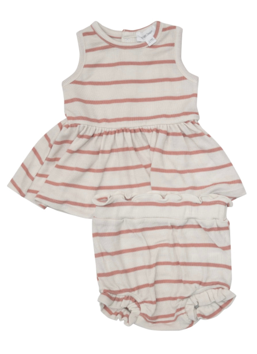Angel Dear Rose Tan Rib Stripe peplum Tank & High Waisted Bloomers