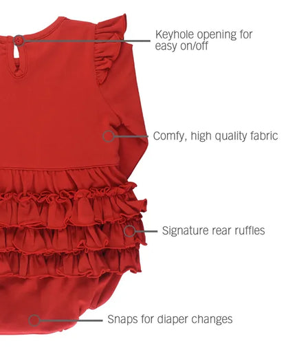 RuffleButts Red Flutter Bubble Romper