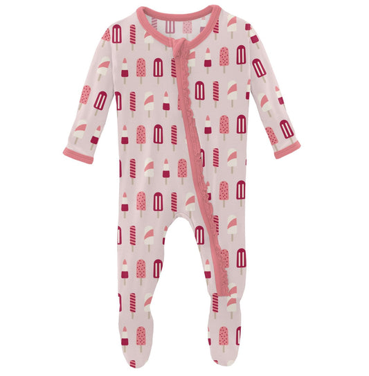 Kickee Pants Macaroon Popsicles Muffin Ruffle Footie with Zipper