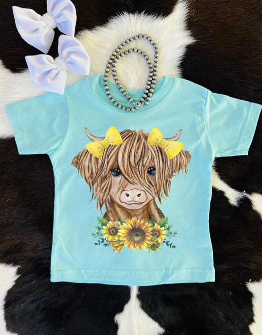 Sunflower Highland Cow Tee