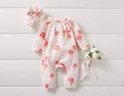 Mudpie Stripe Rose Sleeper w/Headwrap