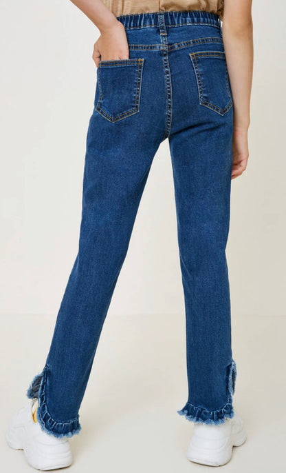Hayden Girls Distressed Ruffle Hem Jeans 4620 *
